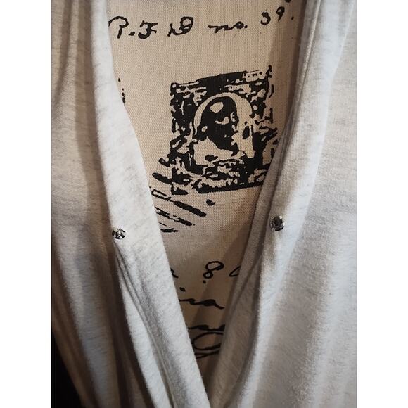 Soma WKND Heather Gray Long Sleeve Lounge Tee Top Large Snap Soft Loose Oversize - Picture 4 of 6